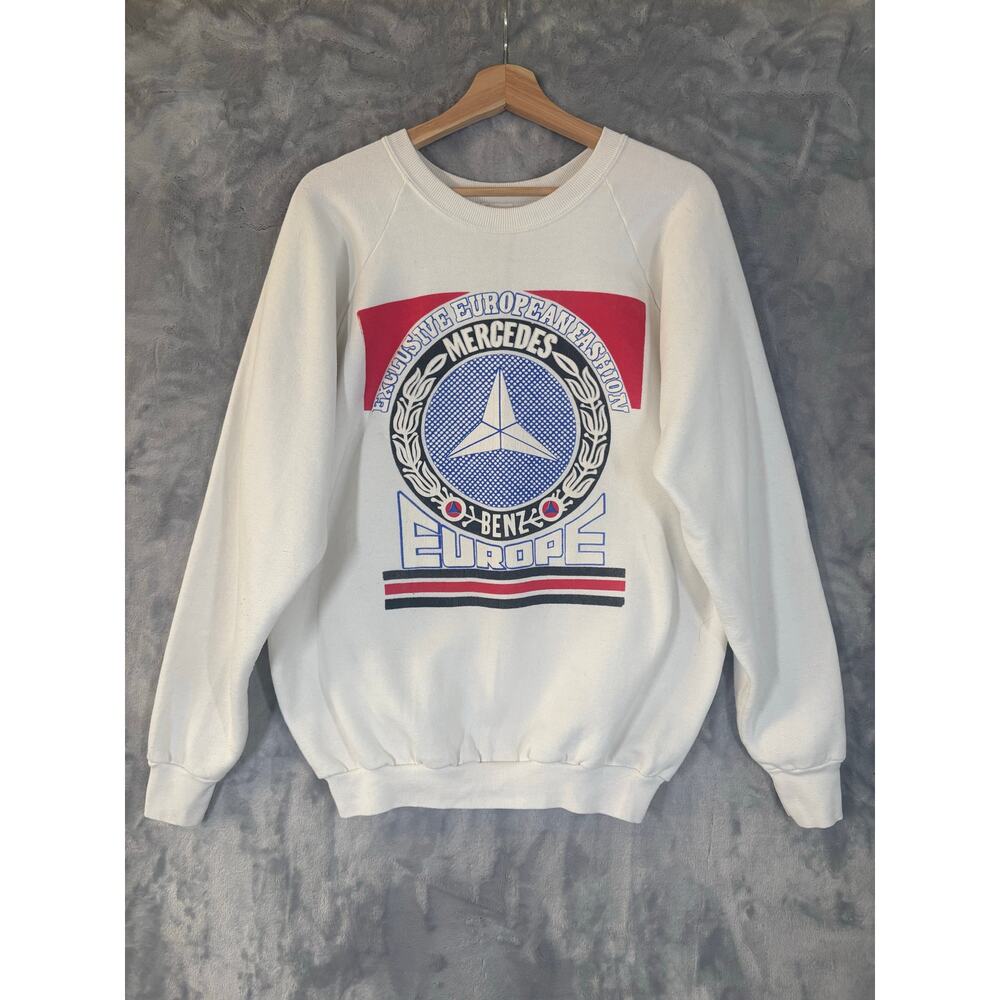 Vintage 80's Mercedes Benz Crewneck Sweatshirt L/XL Preppy Old Money Retro